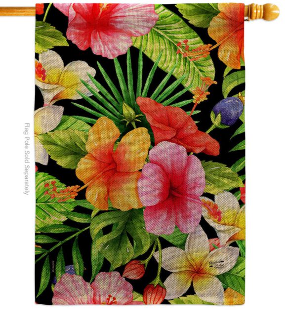 Hibiscus Bush - Beach Coastal Vertical Impressions Decorative Flags HG137550 Made In USA - Image 12