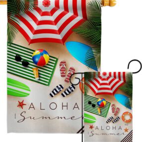 Aloha Beach Time - Beach Coastal Vertical Impressions Decorative Flags HG137451 Made In USA