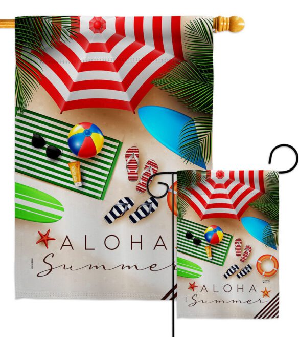 Aloha Beach Time - Beach Coastal Vertical Impressions Decorative Flags HG137451 Made In USA
