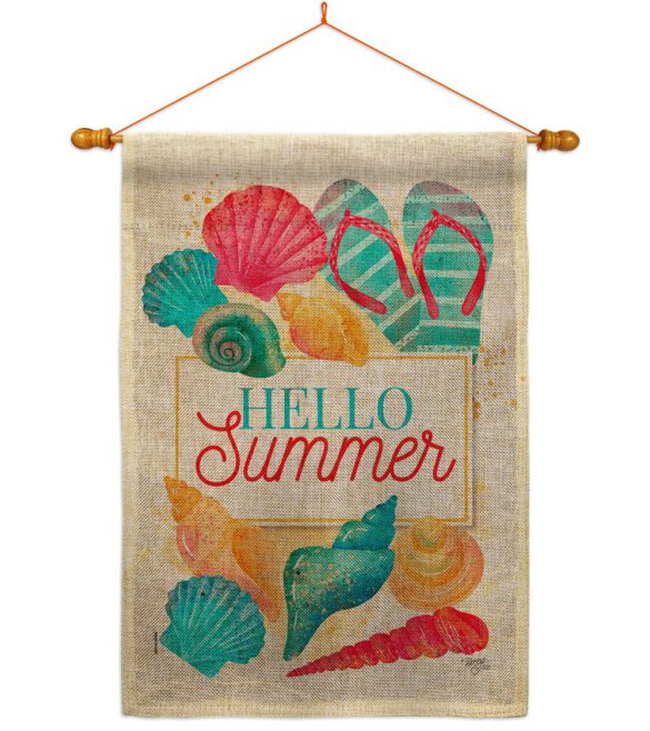 Hello Beach Time - Beach Coastal Vertical Impressions Decorative Flags HG106108 Made In USA - Image 20
