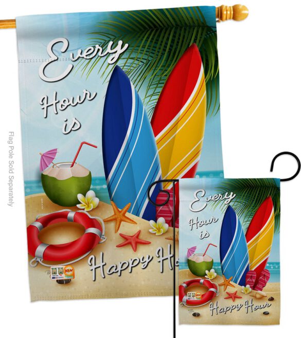 Beach Every Hour - Beach Coastal Vertical Impressions Decorative Flags HG106080 Made In USA - Image 3