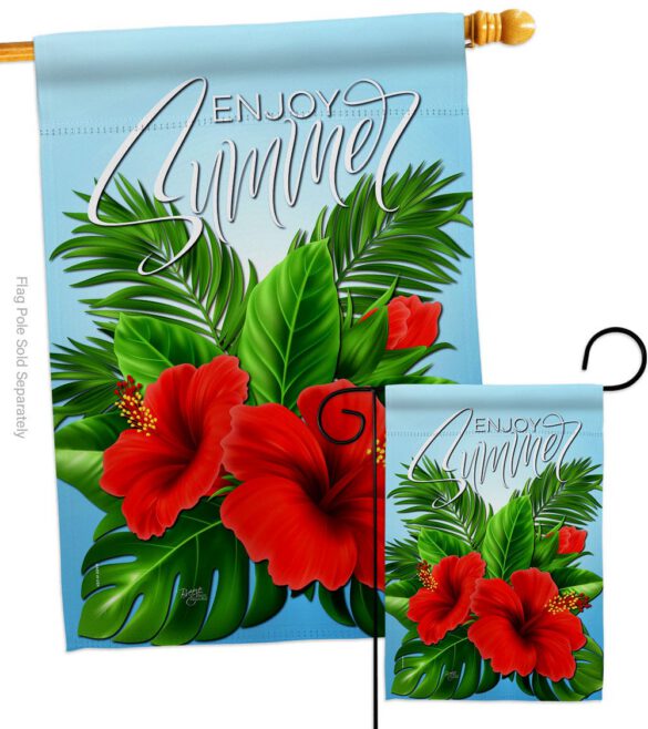 Enjoy Hibiscus - Beach Coastal Vertical Impressions Decorative Flags HG106095 Made In USA - Image 3