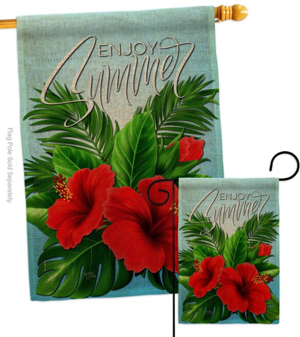 Enjoy Hibiscus - Beach Coastal Vertical Impressions Decorative Flags HG106095 Made In USA - Image 13