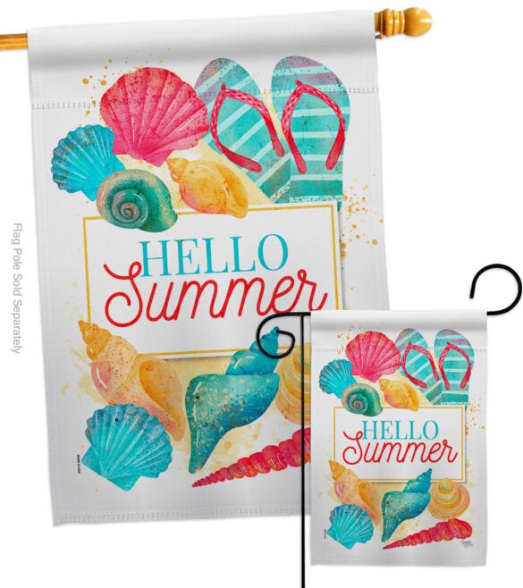 Hello Beach Time - Beach Coastal Vertical Impressions Decorative Flags HG106108 Made In USA - Image 3