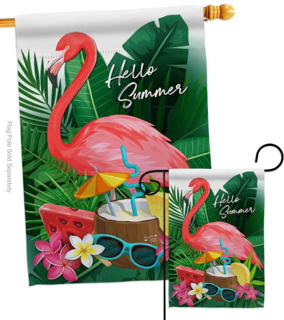 Flamingo Summer - Beach Coastal Vertical Impressions Decorative Flags HG137371 Made In USA - Image 3
