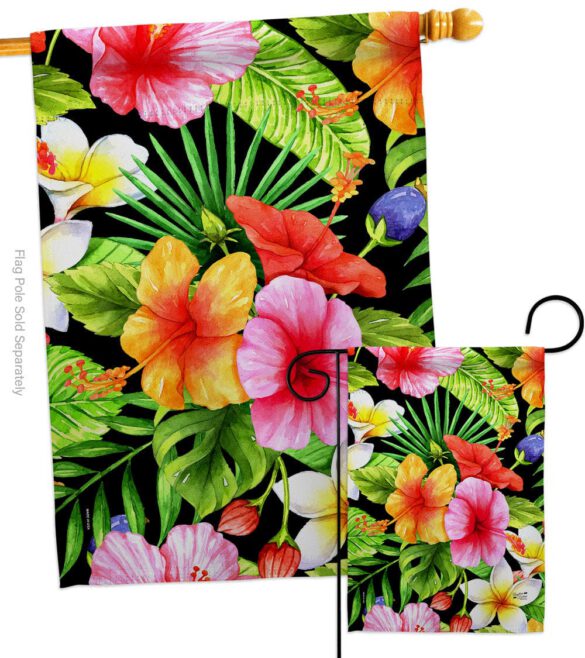 Hibiscus Bush - Beach Coastal Vertical Impressions Decorative Flags HG137550 Made In USA - Image 3
