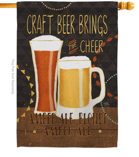 Craft Beer Brings Cheer - Beverages Happy Hour & Drinks Vertical Impressions Decorative Flags HG117052 Made In USA - Image 2