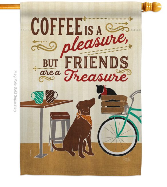 Coffee and Friends - Beverages Happy Hour & Drinks Vertical Impressions Decorative Flags HG117055 Made In USA - Image 2