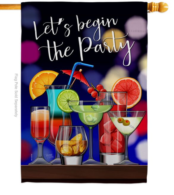 Begin The Party - Beverages Happy Hour & Drinks Vertical Impressions Decorative Flags HG117059 Made In USA - Image 2