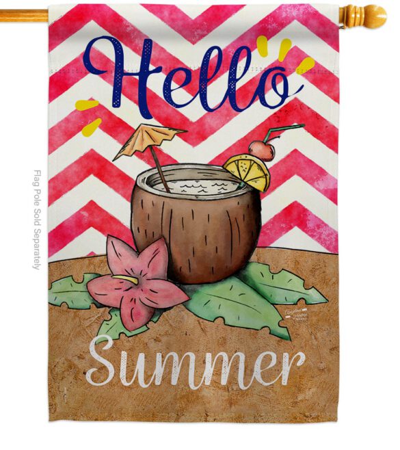 Coconut Summer Drinks - Beverages Happy Hour & Drinks Vertical Impressions Decorative Flags HG137001 Made In USA - Image 2