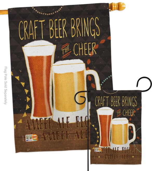 Craft Beer Brings Cheer - Beverages Happy Hour & Drinks Vertical Impressions Decorative Flags HG117052 Made In USA - Image 3