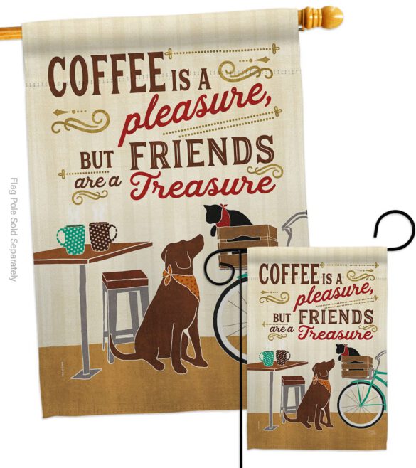 Coffee and Friends - Beverages Happy Hour & Drinks Vertical Impressions Decorative Flags HG117055 Made In USA - Image 3