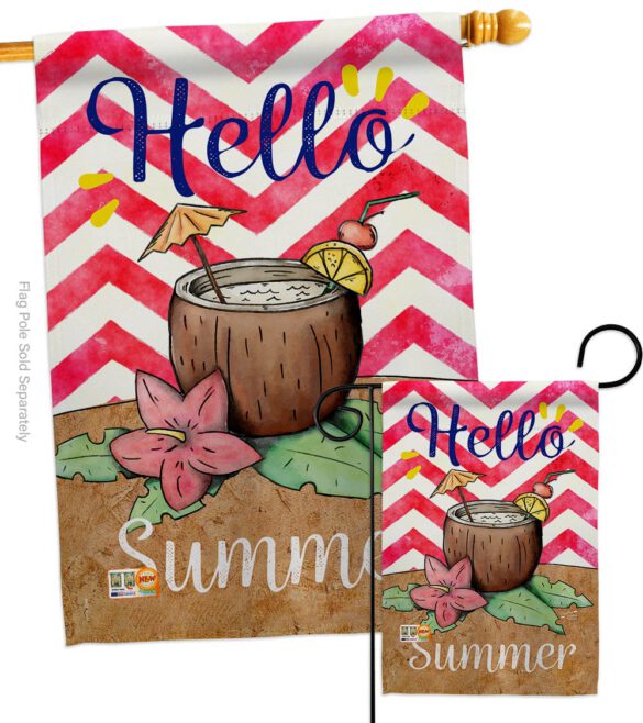 Coconut Summer Drinks - Beverages Happy Hour & Drinks Vertical Impressions Decorative Flags HG137001 Made In USA - Image 3