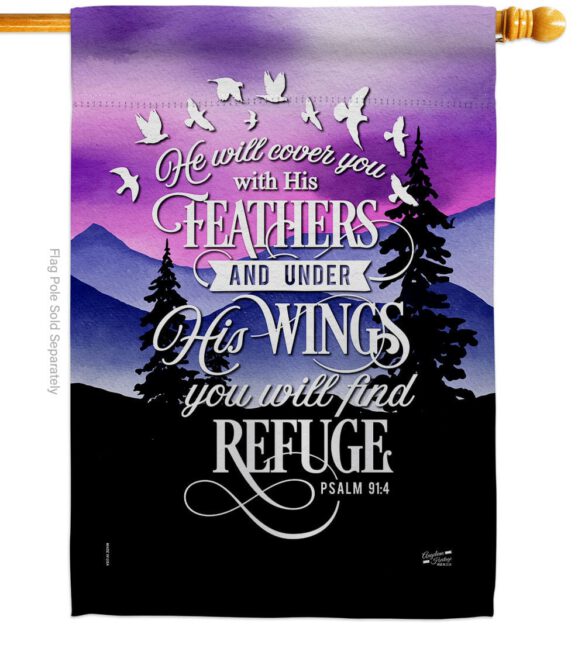 He Will Cover You With His Feather - Faith Religious Inspirational Vertical Impressions Decorative Flags HG130341 Made In USA - Image 2