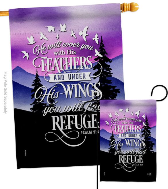 He Will Cover You With His Feather - Faith Religious Inspirational Vertical Impressions Decorative Flags HG130341 Made In USA - Image 3
