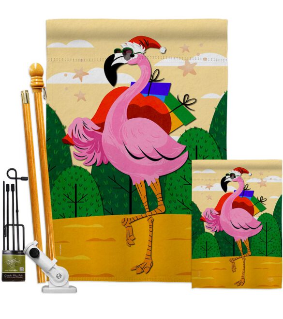 Cool Christmas Flamingo - Birds Nature Vertical Impressions Decorative Flags HG120059 Made In USA - Image 6