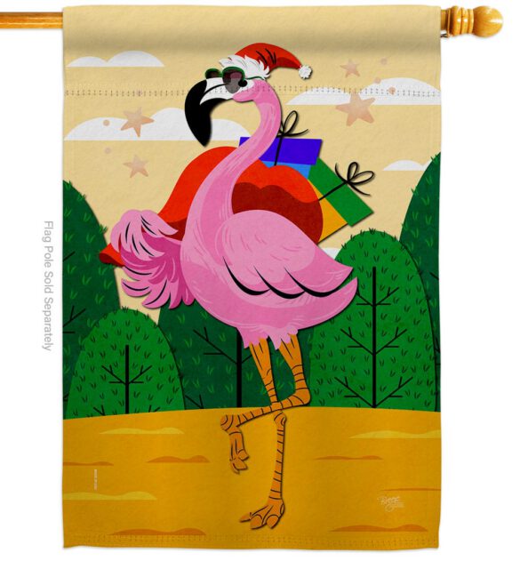 Cool Christmas Flamingo - Birds Nature Vertical Impressions Decorative Flags HG120059 Made In USA - Image 2