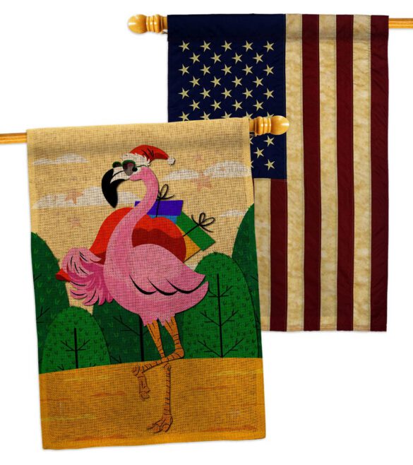 Cool Christmas Flamingo - Birds Nature Vertical Impressions Decorative Flags HG120059 Made In USA - Image 29