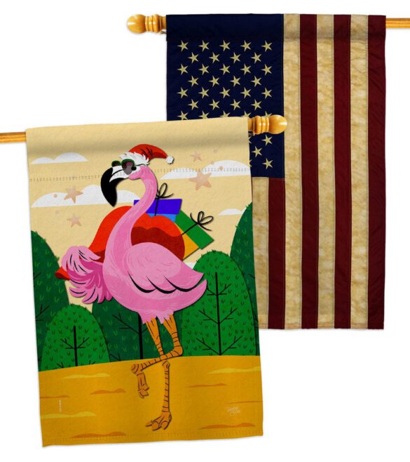 Cool Christmas Flamingo - Birds Nature Vertical Impressions Decorative Flags HG120059 Made In USA - Image 8