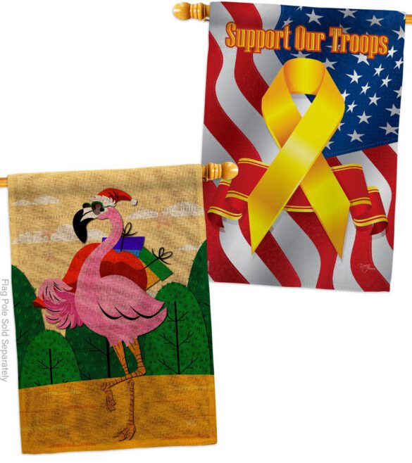 Cool Christmas Flamingo - Birds Nature Vertical Impressions Decorative Flags HG120059 Made In USA - Image 35