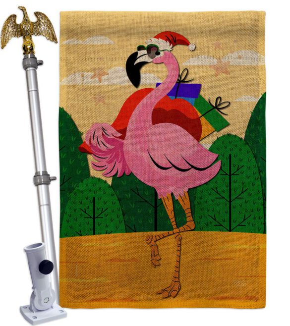 Cool Christmas Flamingo - Birds Nature Vertical Impressions Decorative Flags HG120059 Made In USA - Image 41
