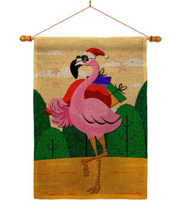 Cool Christmas Flamingo - Birds Nature Vertical Impressions Decorative Flags HG120059 Made In USA - Image 42