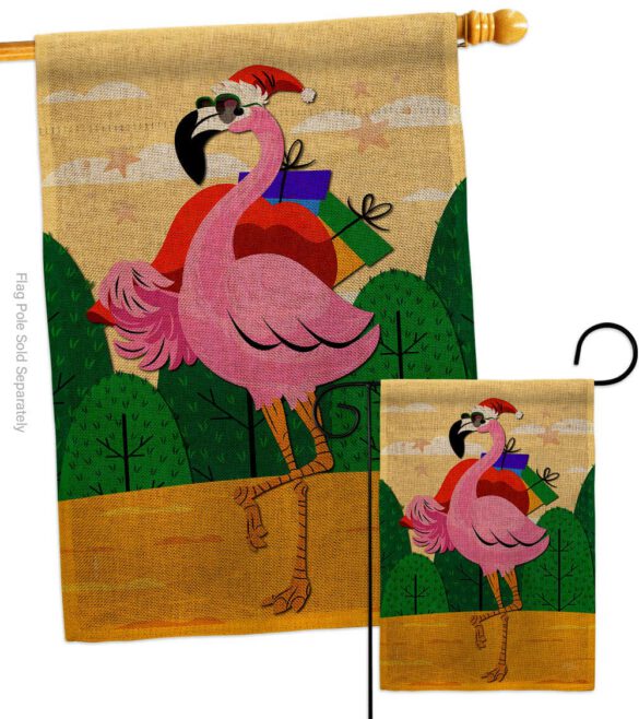 Cool Christmas Flamingo - Birds Nature Vertical Impressions Decorative Flags HG120059 Made In USA - Image 24