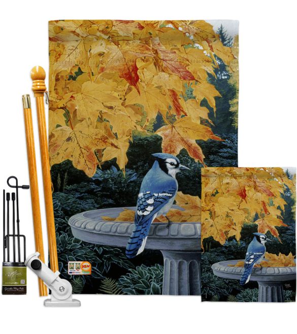 Autumn Birdbath - Birds Garden Friends Vertical Impressions Decorative Flags HG105036 Made In USA - Image 7