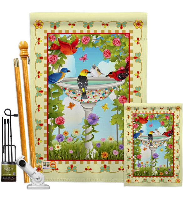 Bathing Birds Ivory - Birds Garden Friends Vertical Impressions Decorative Flags HG105037 Made In USA - Image 7