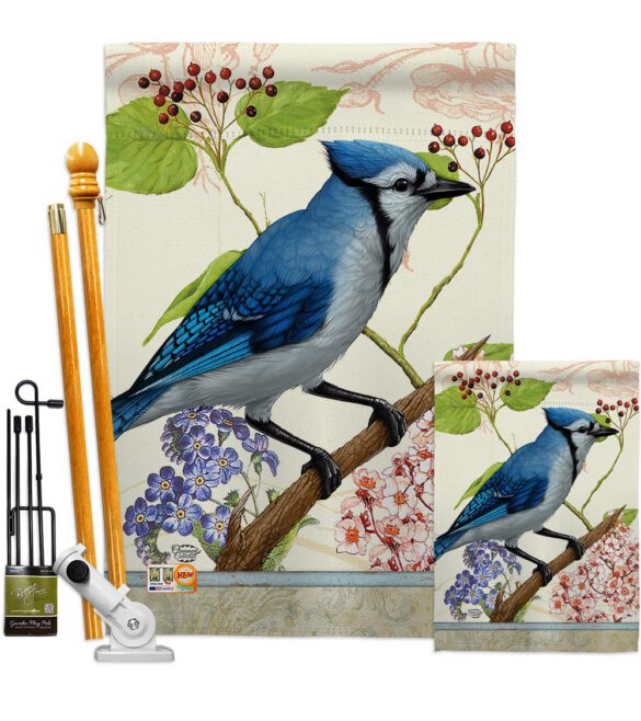 Blue Jay Floral - Birds Garden Friends Vertical Impressions Decorative Flags HG191052 Made In USA - Image 6