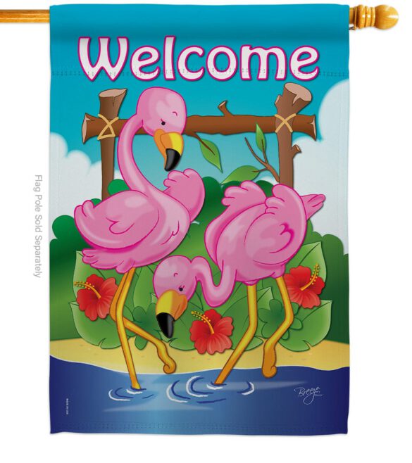 Flamingos - Birds Garden Friends Vertical Impressions Decorative Flags HG105029 Made In USA - Image 2