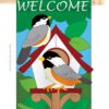 Bird House - Birds Garden Friends Vertical Applique Decorative Flags HG105030