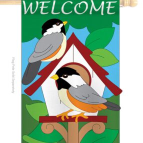 Bird House - Birds Garden Friends Vertical Applique Decorative Flags HG105030