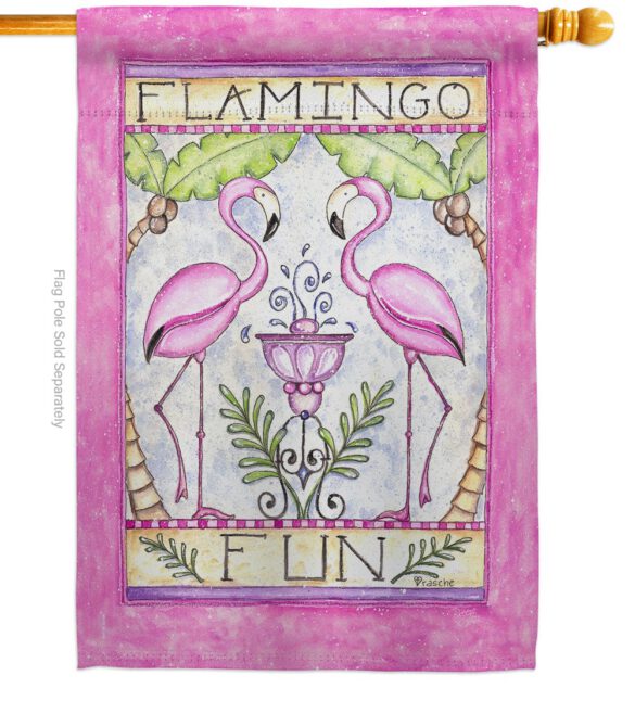 Flamingo Fun - Birds Garden Friends Vertical Impressions Decorative Flags HG105044 Made In USA - Image 2