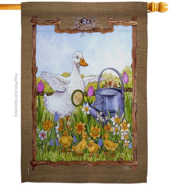 Duck & Duckies - Birds Garden Friends Vertical Impressions Decorative Flags HG105046 Made In USA - Image 2