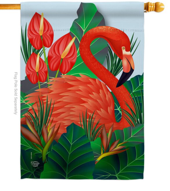 Flamingo Paradise - Birds Garden Friends Vertical Impressions Decorative Flags HG192121 Made In USA - Image 2