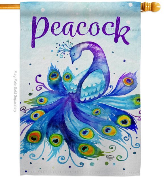 Beautiful Peacock - Birds Garden Friends Vertical Impressions Decorative Flags HG192568 Made In USA - Image 2