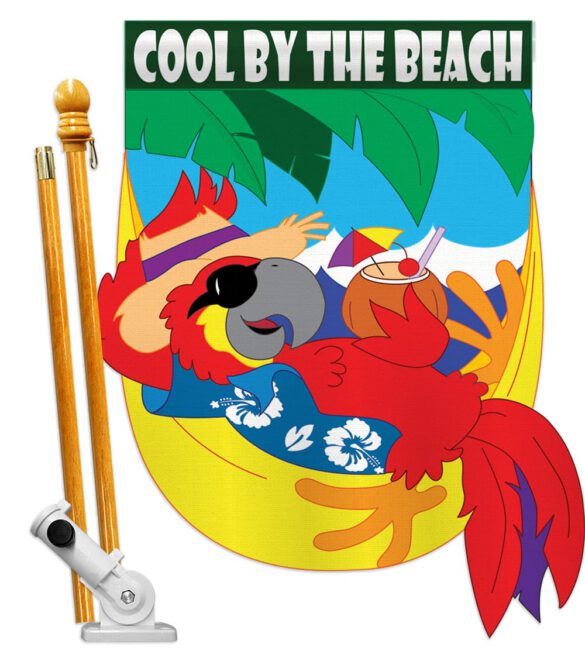 Cool by the Beach - Birds Garden Friends Vertical Applique Decorative Flags HG105025 - Image 2