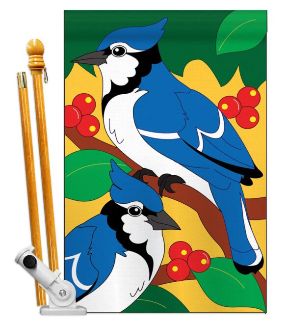 Blue Jay - Birds Garden Friends Vertical Applique Decorative Flags HG105028 - Image 5