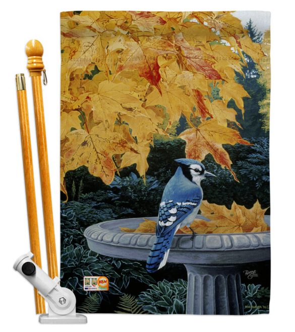 Autumn Birdbath - Birds Garden Friends Vertical Impressions Decorative Flags HG105036 Made In USA - Image 6