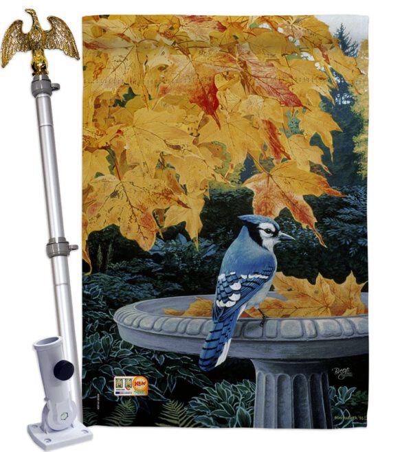 Autumn Birdbath - Birds Garden Friends Vertical Impressions Decorative Flags HG105036 Made In USA - Image 14