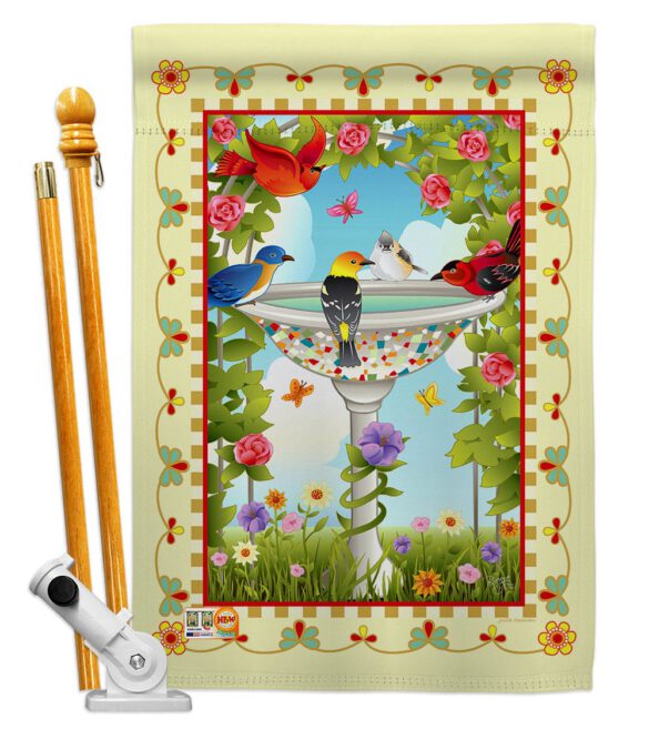 Bathing Birds Ivory - Birds Garden Friends Vertical Impressions Decorative Flags HG105037 Made In USA - Image 6