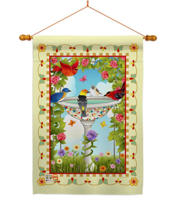 Bathing Birds Ivory - Birds Garden Friends Vertical Impressions Decorative Flags HG105037 Made In USA - Image 15