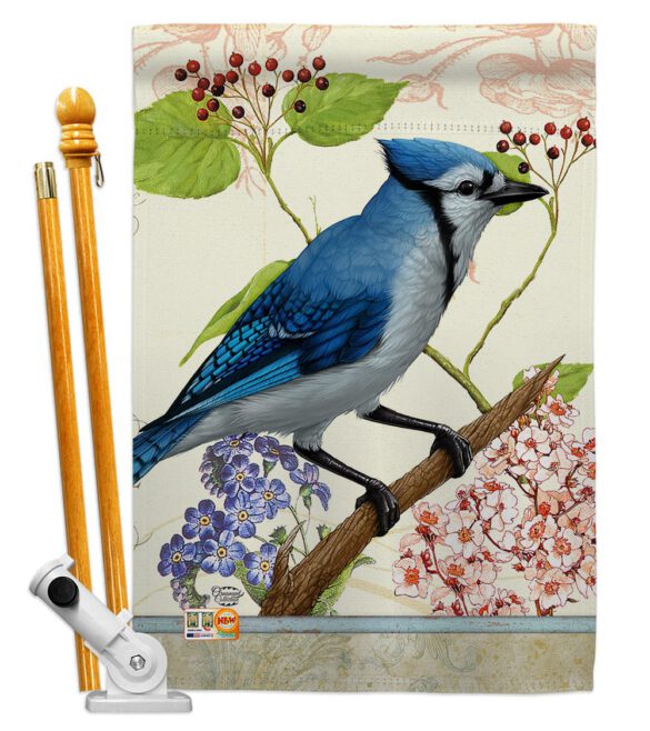 Blue Jay Floral - Birds Garden Friends Vertical Impressions Decorative Flags HG191052 Made In USA - Image 5