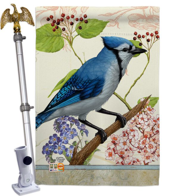 Blue Jay Floral - Birds Garden Friends Vertical Impressions Decorative Flags HG191052 Made In USA - Image 13
