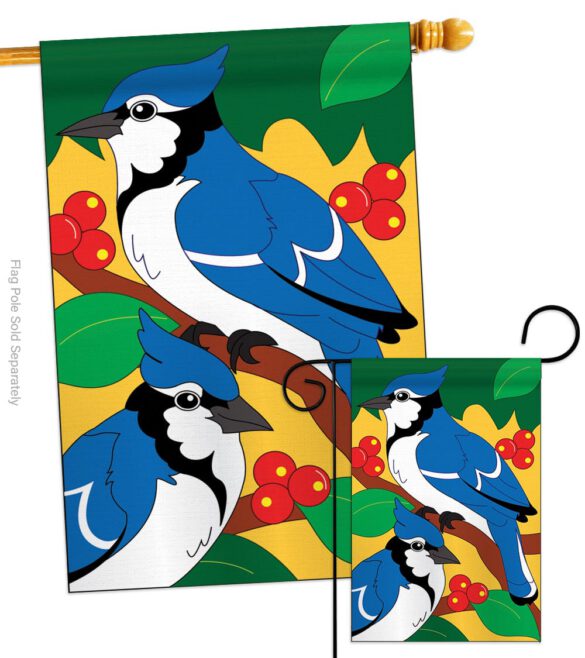 Blue Jay - Birds Garden Friends Vertical Applique Decorative Flags HG105028 - Image 3