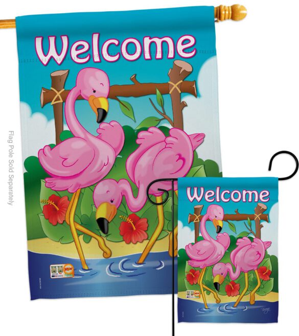 Flamingos - Birds Garden Friends Vertical Impressions Decorative Flags HG105029 Made In USA - Image 3