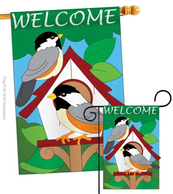 Bird House - Birds Garden Friends Vertical Applique Decorative Flags HG105030 - Image 4