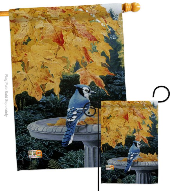 Autumn Birdbath - Birds Garden Friends Vertical Impressions Decorative Flags HG105036 Made In USA - Image 4