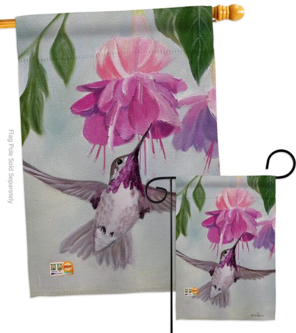 Flight of Hummingbird - Birds Garden Friends Vertical Impressions Decorative Flags HG105047 Made In USA - Image 3